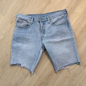 Levi’s Light Blue Distressed Denim Shorts Ripped Casual